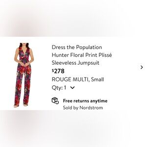 ✨Dress the Population Hunter Floral Print Jumpsuit - Red Multi✨